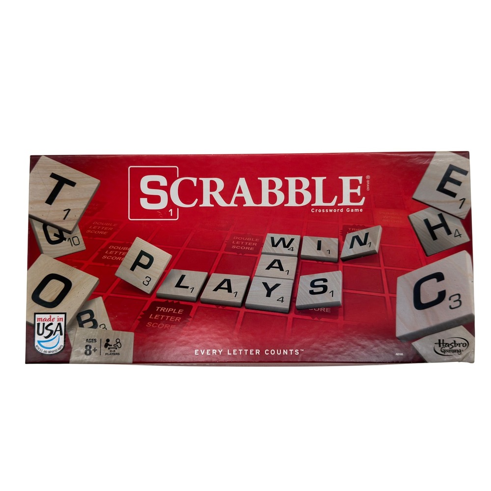 Hasbro Scrabble Crossword Board Game Classic Wooden Tiles Complete Set